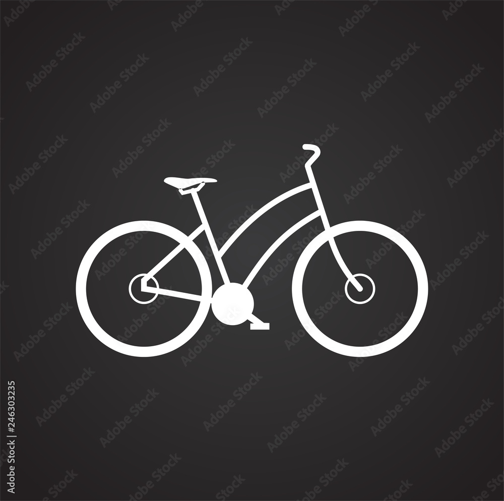 Poster bicycle icon on black background for graphic and web design, modern simple vector sign. internet con
