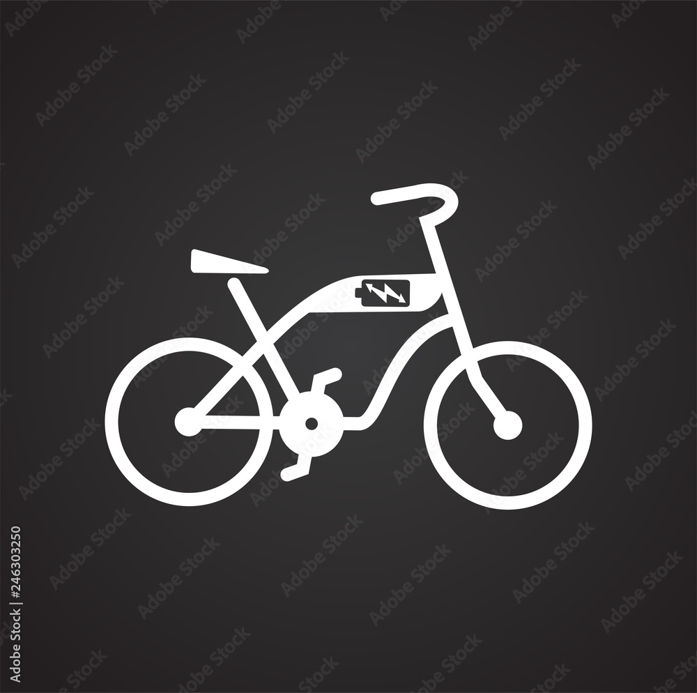 Poster bicycle icon on black background for graphic and web design, modern simple vector sign. internet con
