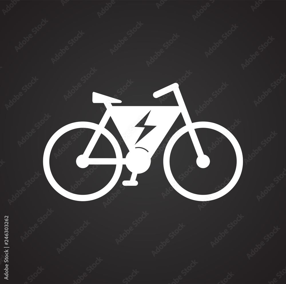 Poster bicycle icon on black background for graphic and web design, modern simple vector sign. internet con