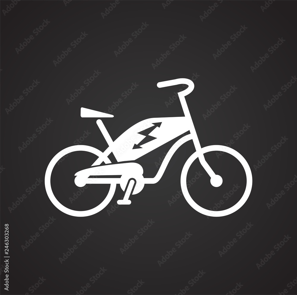 Poster bicycle icon on black background for graphic and web design, modern simple vector sign. internet con