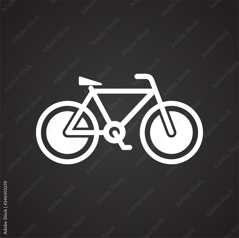 Poster bicycle icon on black background for graphic and web design, modern simple vector sign. internet con