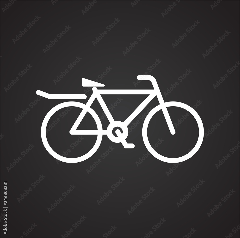 Poster bicycle icon on black background for graphic and web design, modern simple vector sign. internet con