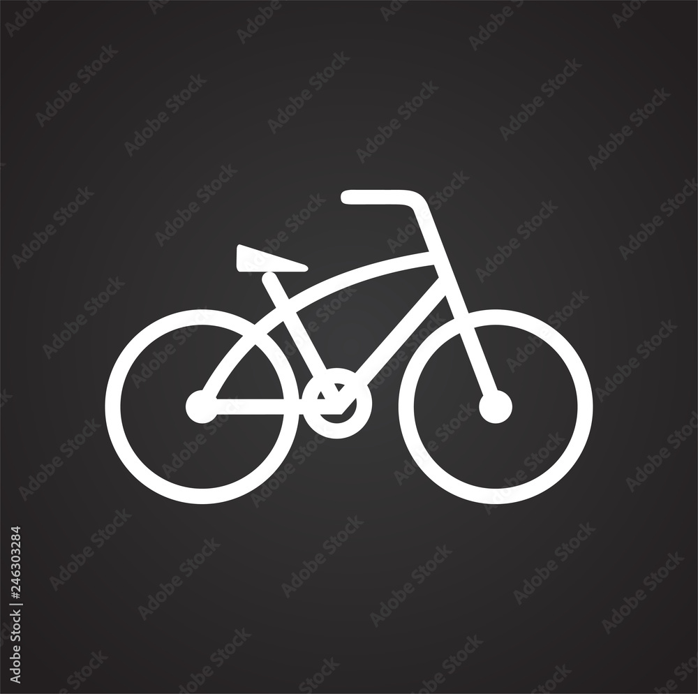 Poster bicycle icon on black background for graphic and web design, modern simple vector sign. internet con