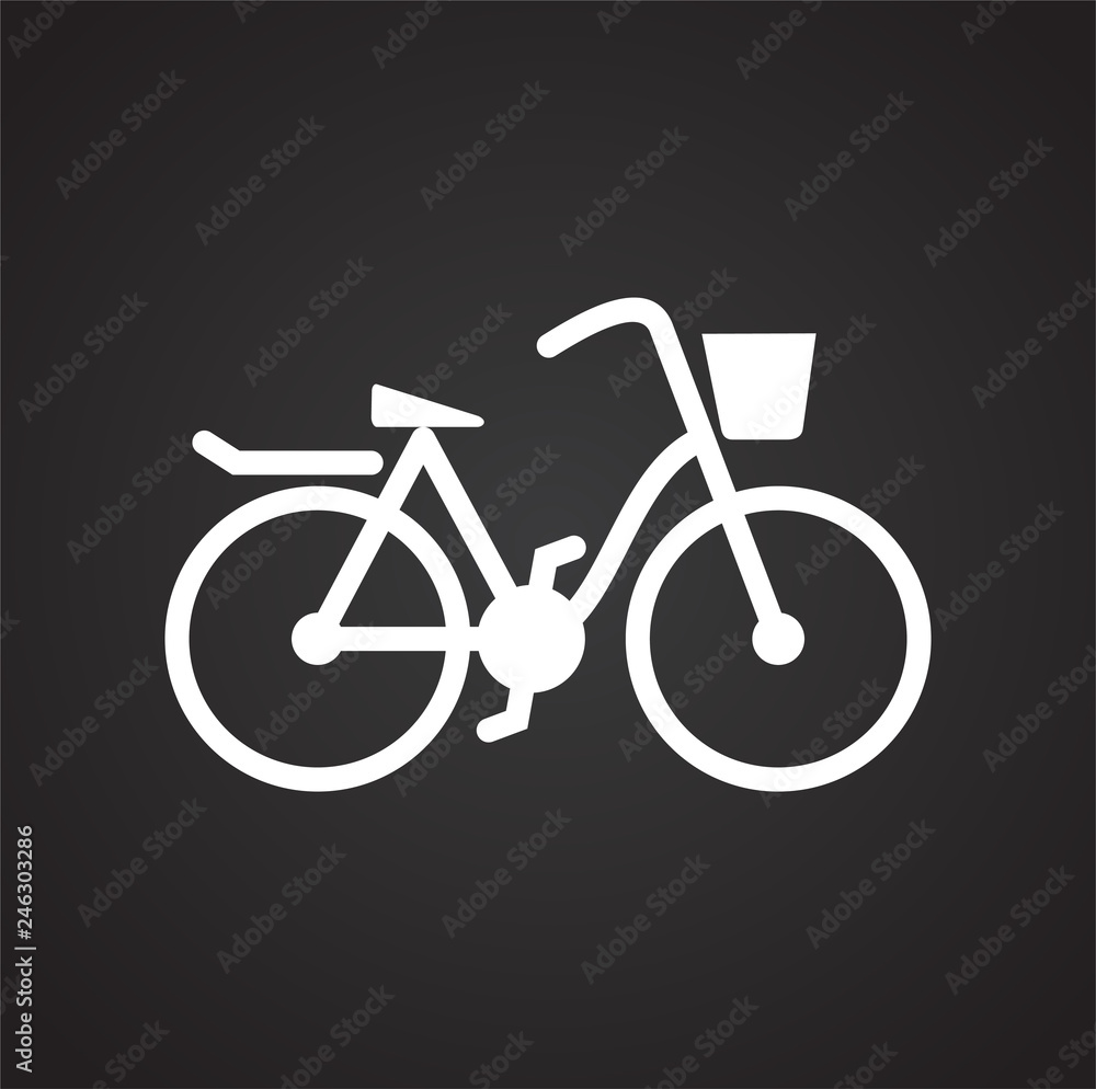 Poster bicycle icon on black background for graphic and web design, modern simple vector sign. internet con