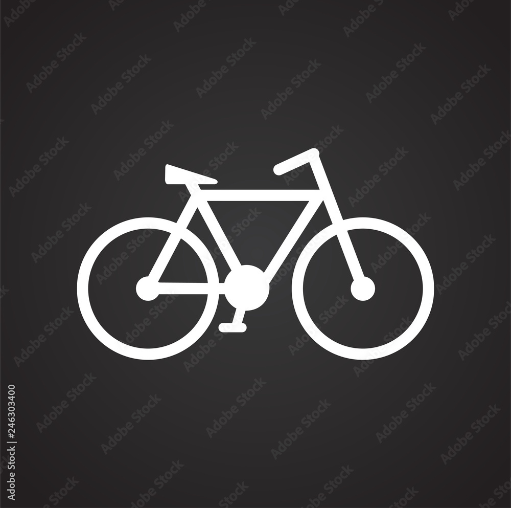 Poster bicycle icon on black background for graphic and web design, modern simple vector sign. internet con