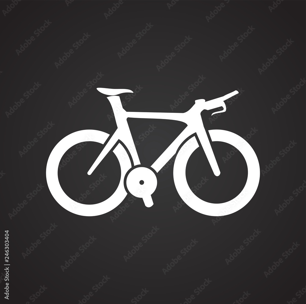 Poster bicycle icon on black background for graphic and web design, modern simple vector sign. internet con