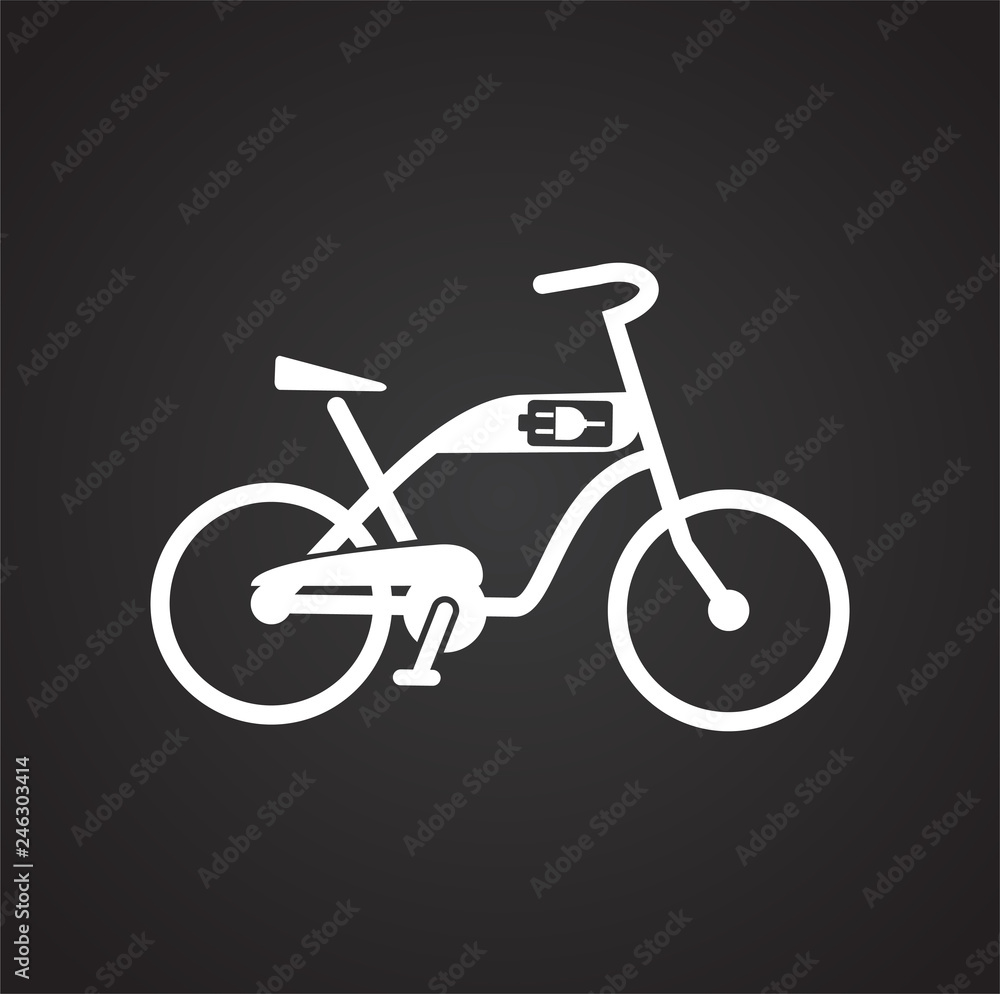 Poster bicycle icon on black background for graphic and web design, modern simple vector sign. internet con