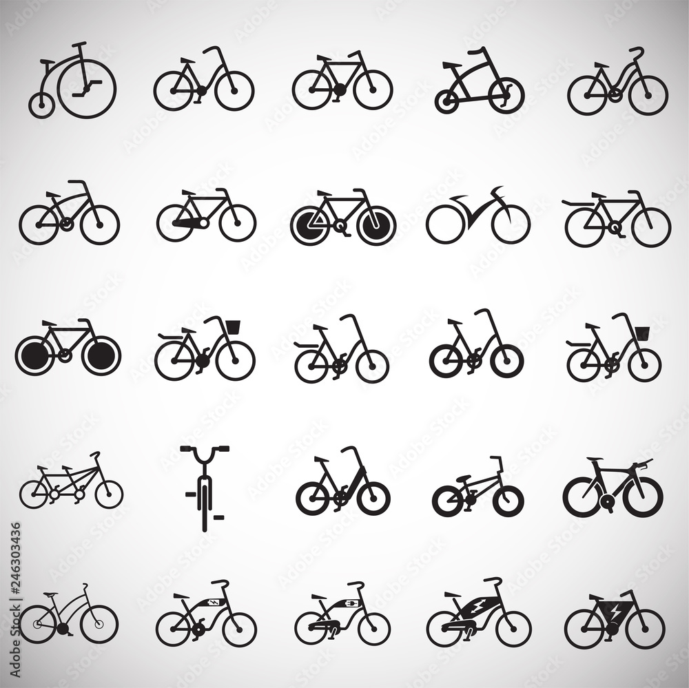 Poster bicycle icons set on white background for graphic and web design, modern simple vector sign. interne