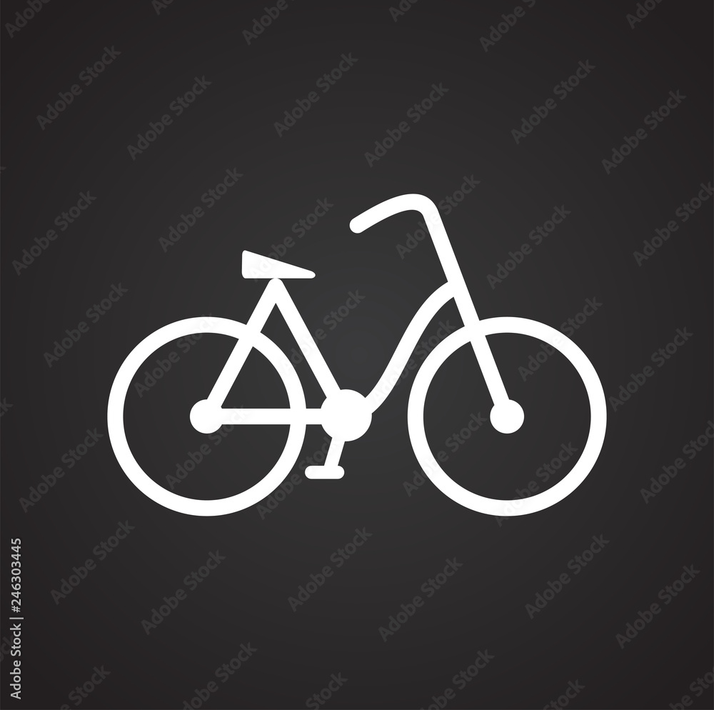 Poster bicycle icon on black background for graphic and web design, modern simple vector sign. internet con