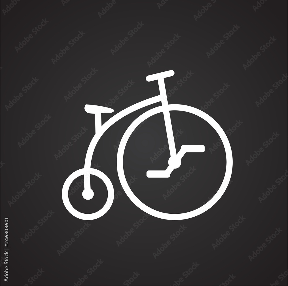 Poster bicycle icon on black background for graphic and web design, modern simple vector sign. internet con