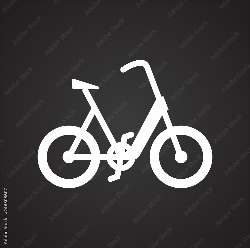 Poster bicycle icon on black background for graphic and web design, modern simple vector sign. internet con