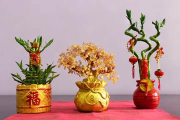 3 auspicious chinese decorative plants