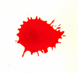 Fototapeta na wymiar blood red ink splatter on white background 1