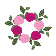 garland with flowers and leafs isolated icon