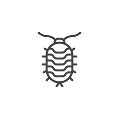 Woodlouse pests line icon. linear style sign for mobile concept and web design. Woodlouse insects outline vector icon. Symbol, logo illustration. Pixel perfect vector graphics