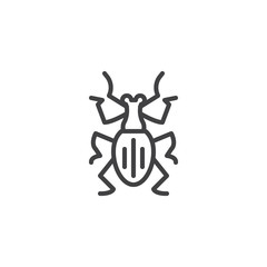 Weevil pests line icon. linear style sign for mobile concept and web design. Weevil insects outline vector icon. Symbol, logo illustration. Pixel perfect vector graphics