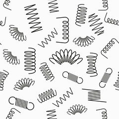 Metal spring seamless pattern with icons. - obrazy, fototapety, plakaty