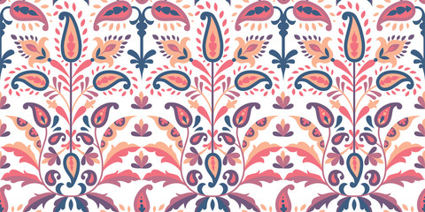 Vector seamless colorful pattern in paisley style. Vintage decorative background. Hand drawn ornament. Oriental bohemian motifs. Wallpaper, fabric, wrapping paper print. 