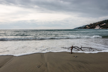 Waves Crashing Over a Rock on the Southern Italian Mediterranean Coast