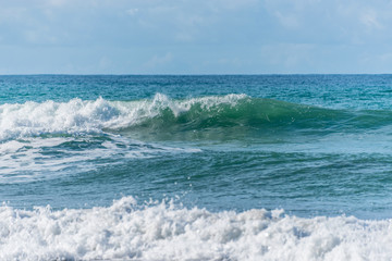 Waves Crashing Onto the Beach on the Southern Italian Mediterranean Coast