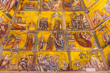 Fototapeta na wymiar Virgin Mary Bible Mosaic Dome Baptistry Saint John Florence Italy