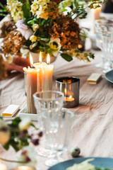 Easter table with flowers