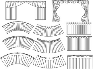 White stripe curtain outline set
