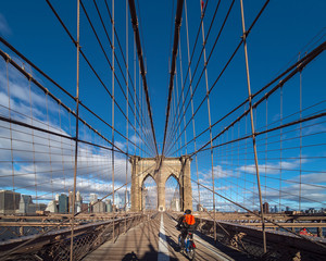 Fototapeta na wymiar American Bike on the Brooklyn bridge for exercise