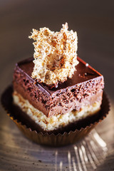 Chocolate Cake.Chocolate fudge cake in the paper cup