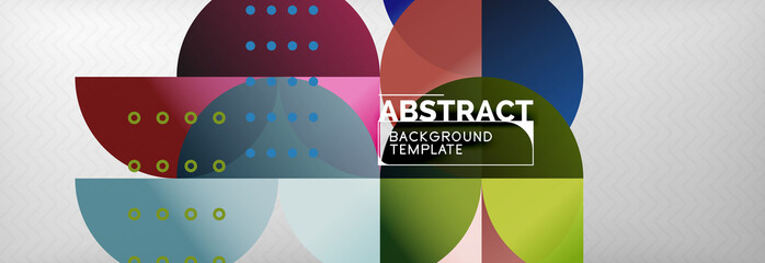 Abstract background, geometric composition, dynamic circles and round shapes design template