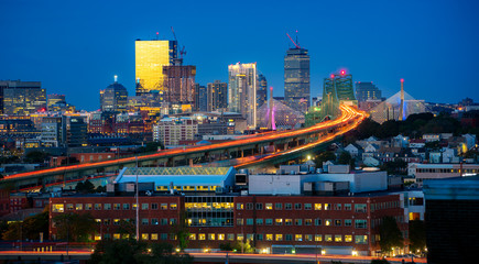 Boston bridge and Boston city, USA, America 