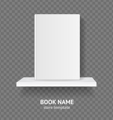 Realistic Detailed 3d White Blank Template Book on Shelf for Shop. Vector