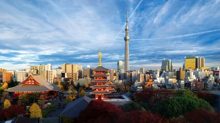 Fototapete Tokio Blick von oben auf das Stadtbild des Sensoji-Tempels