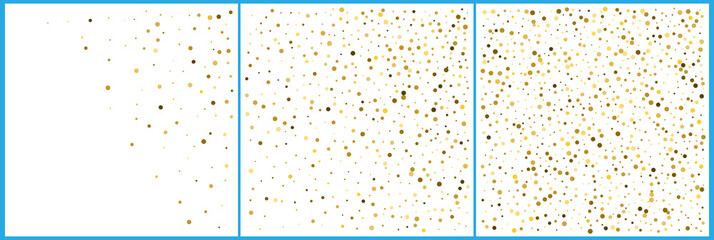 Gold polka dot confetti celebrations. Simple festive modern design. Holiday vector. Set 3 in 1 © writerfantast