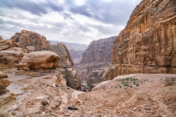 Ancient abandoned rock city of Petra in Jordan.