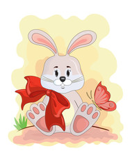 Cute cartoon bunny. Vector illustration. Little rabbit.
