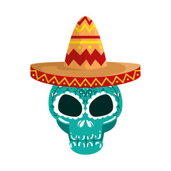 death day mask with mariachi hat