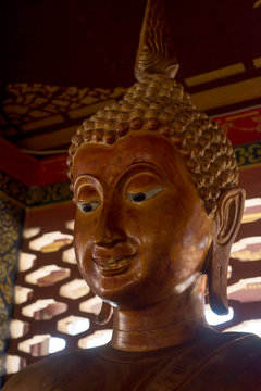 The stucco Buddha statue in the ancient