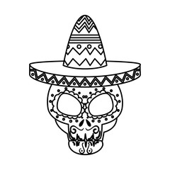 death day mask with mariachi hat