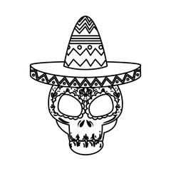 death day mask with mariachi hat