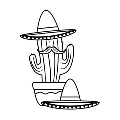 mexican cactus with mariachi hat character