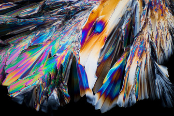 Sugar crystals under the microscope - obrazy, fototapety, plakaty