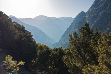Viewpoint on a top of Samaria gorge, south west part of Crete island, Greece