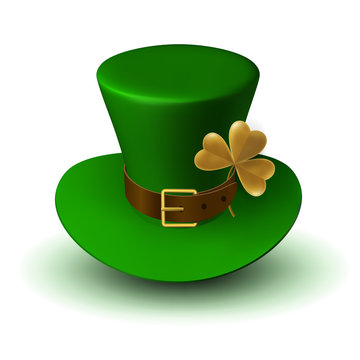St. Patrick Carnival Green Hat with Clover Leaf