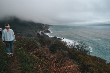 woman walking in big sur