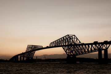 Naklejka premium (東京都ｰ湾岸風景)夕暮れの東京ゲートブリッジ９