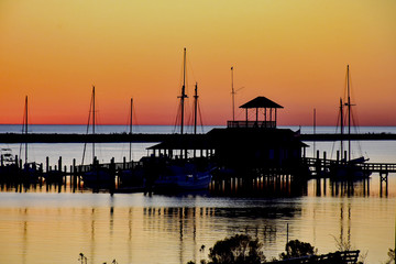 Biloxi sunset on the sea