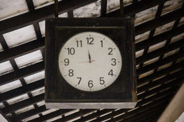 Old vintage clock at the train station.