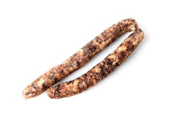 Dried pork sausage isolated on white background. 