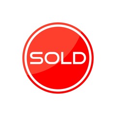Sold red sign, icon or logo